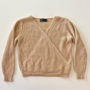 MINKPINK wrap sweater, nude peach, s